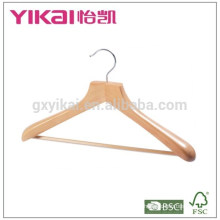 Beautiful coat wooden hanger with square bar and rubber teeth